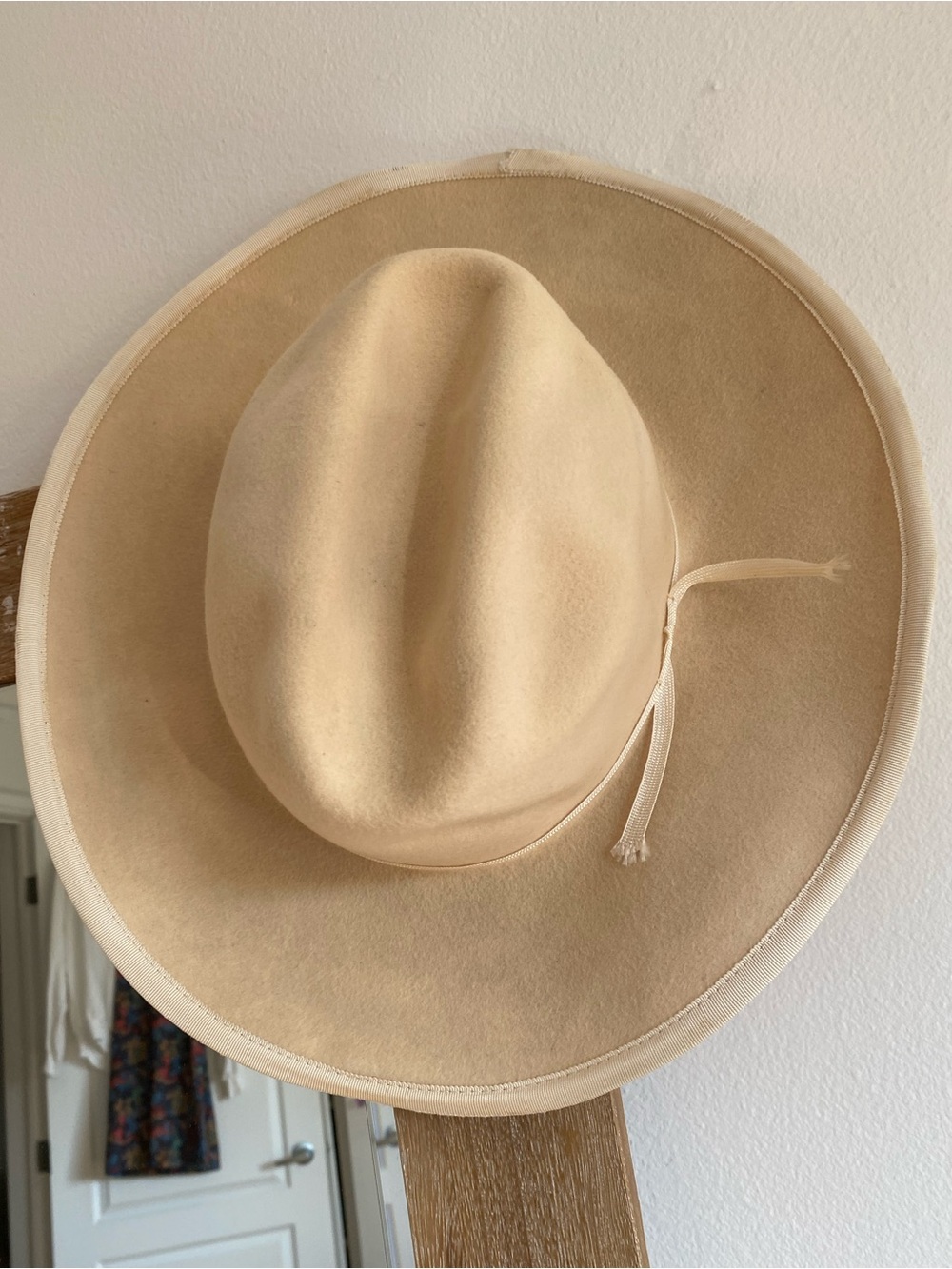 Smithbilt Calgary Cream Wide-Brim Fedora Wool Hat 6 3/4 Small